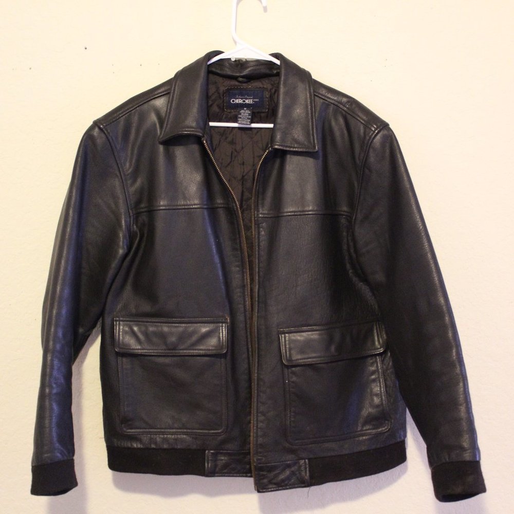 CHEROKEE MEN'S BROWN LEATHER JACKET